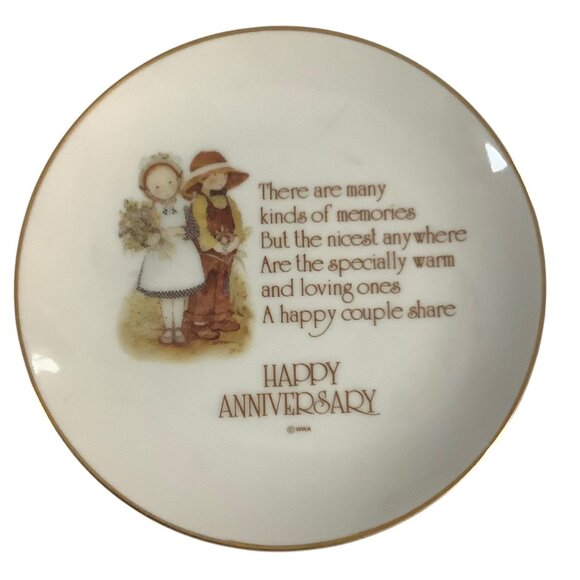 Vtg 1976 Lasting Memories Happy Anniversary Plate 6” Genuine Porcelain - Picture 1 of 6